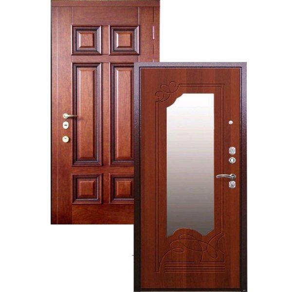 Входная дверь МАССИВ ДУБА + МДФ с зеркалом СП416